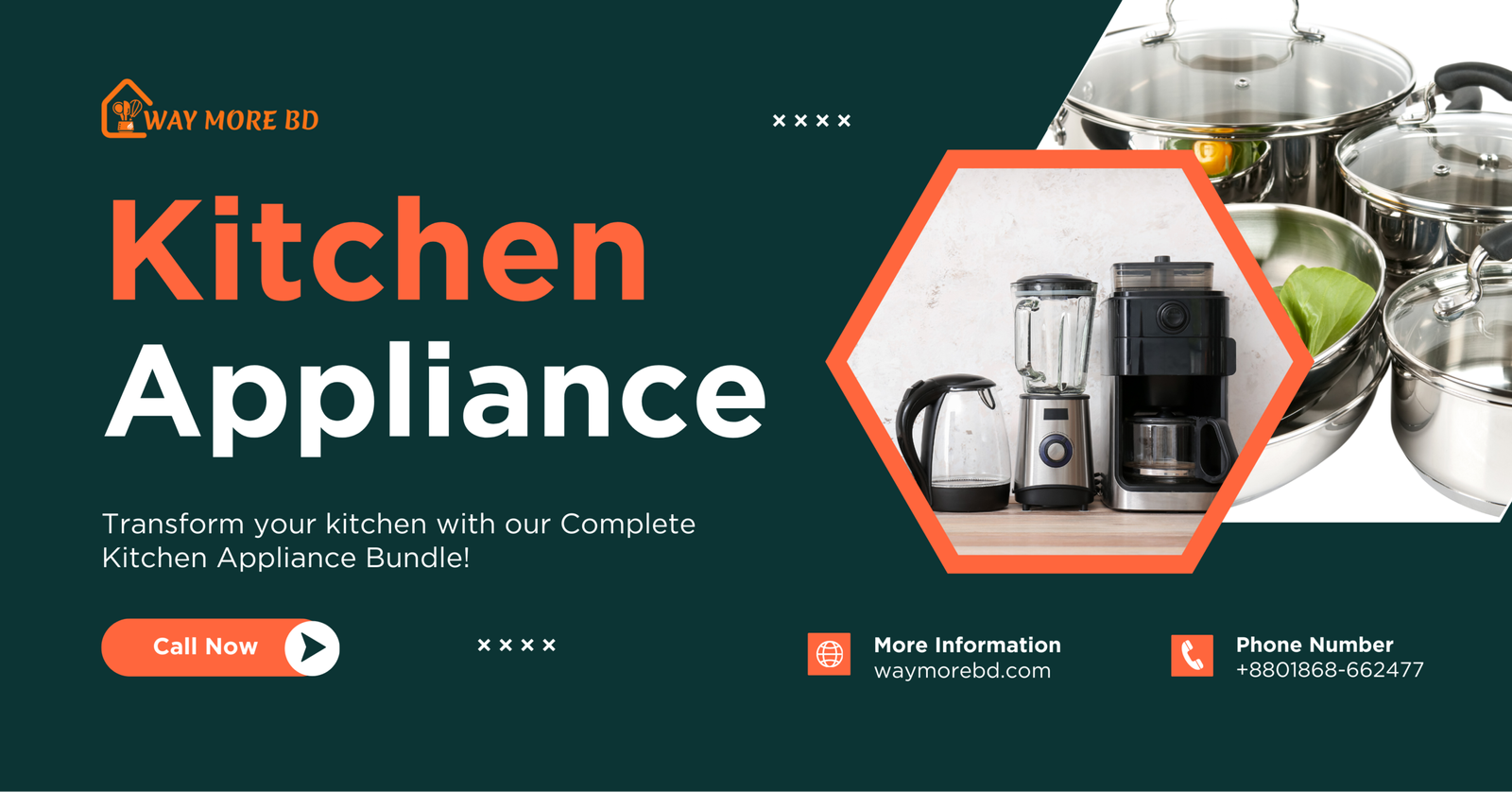 Green and Orange Modern Kitchen Appliance Facebook Ad