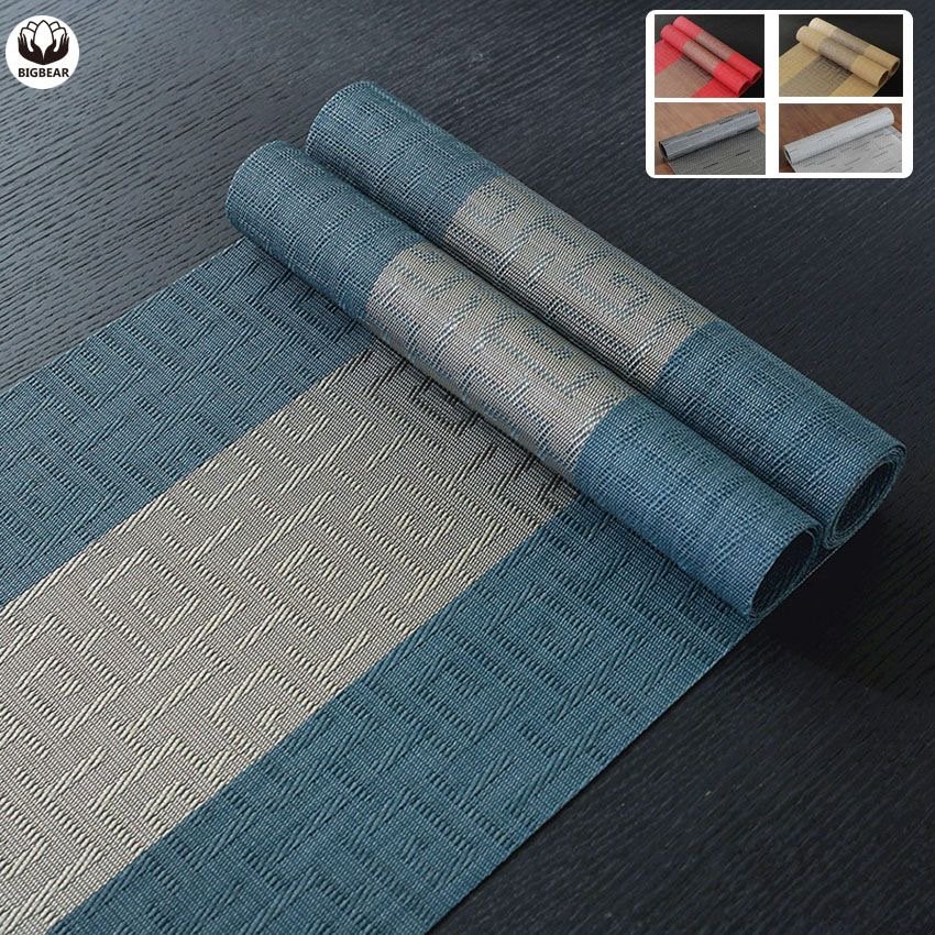 Blue Table Mat Set 7 Pcs | 6 Dining Placemats + 1 Table Runner | 30×45 cm & 30×135 cm